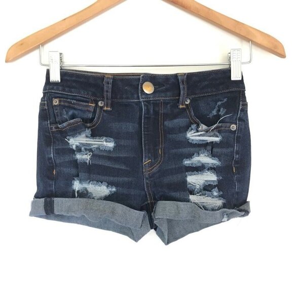 American Eagle Hi Rise Shortie Shorts 00 - Picture 1 of 6